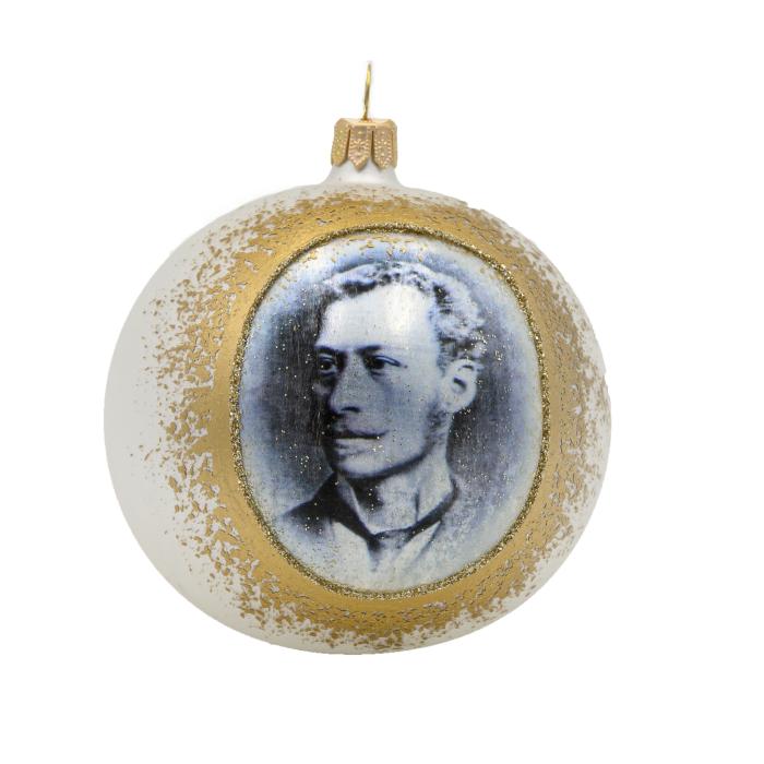 Vianočná sklenená ozdoba s fotografiou - zlatý rám, 1 kus