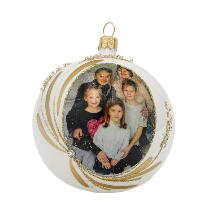 Vianočná sklenená ozdoba s fotografiou - uši zdola, 1 ks