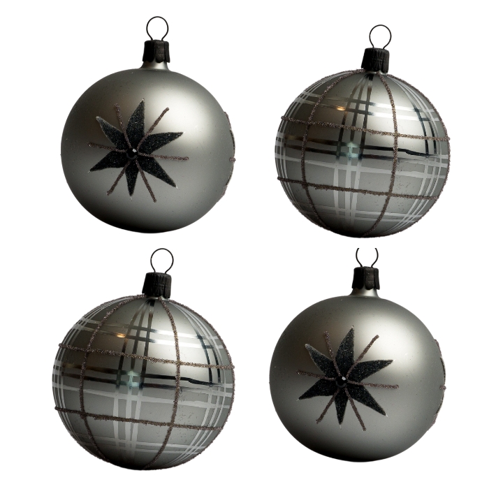 Sklenené vianočné ozdoby basic Nero - Nero hviezdy, 4 ks