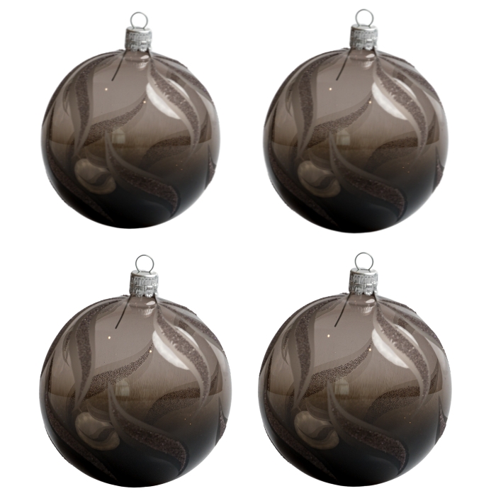 Sklenené vianočné ozdoby basic Nero - Nero číre gule, 4 ks