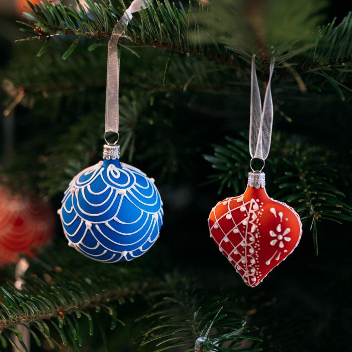 Sklenené vianočné ozdoby vlastenecké perníky - sada hviezdičiek, 4 ks