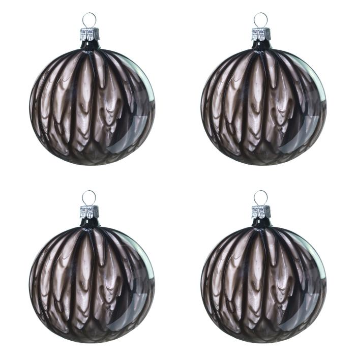 Sklenené vianočné ozdoby Kahuri - Grey L, 4 ks