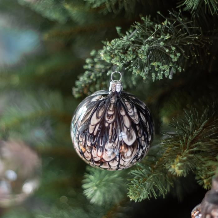 Sklenené vianočné ozdoby Kahuri - Grey L, 4 ks