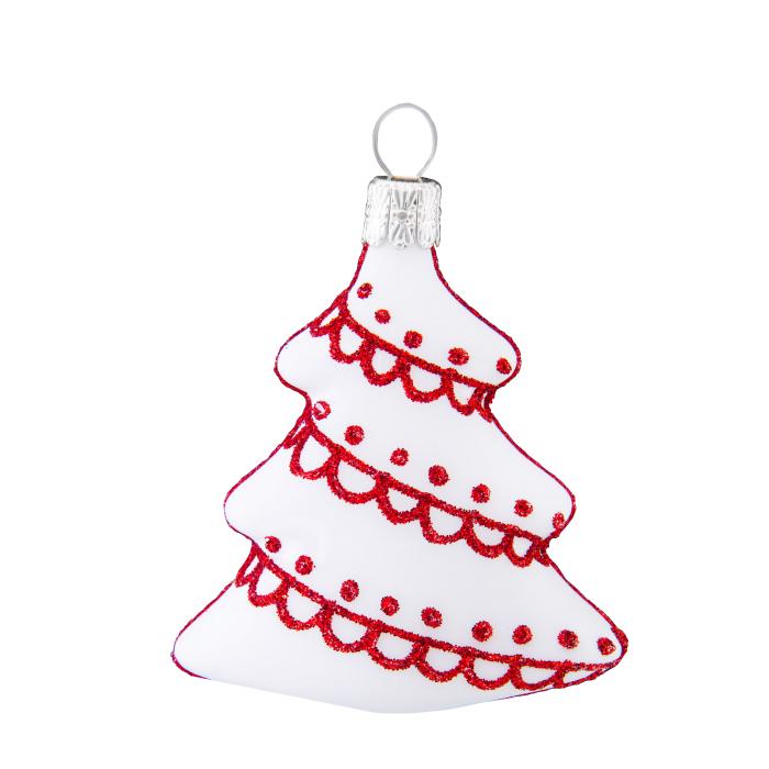 Sklenené vianočné ozdoby vlastenecké perníkové - sada stromčekov, 4 ks