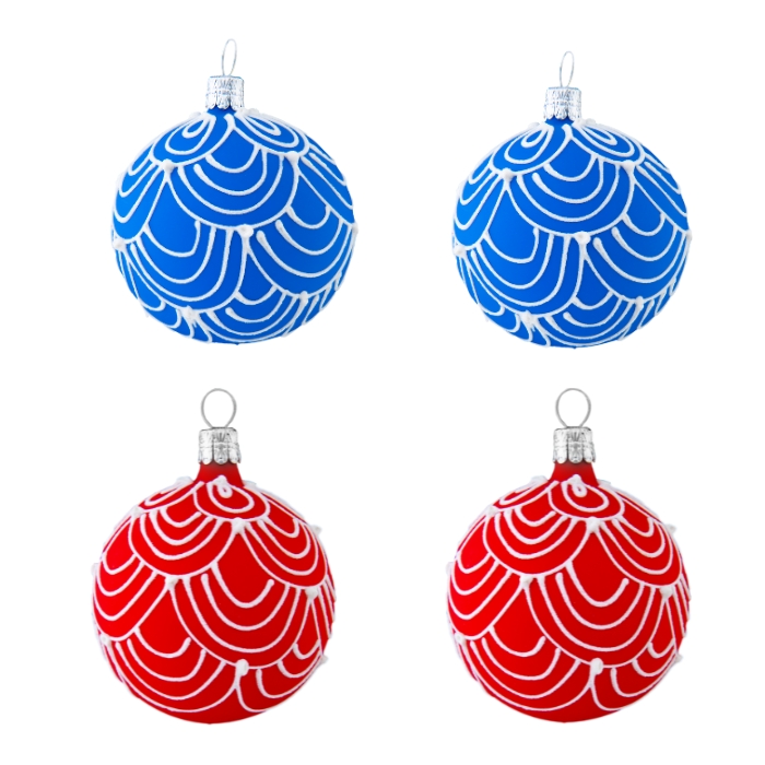 Sklenené vianočné ozdoby vlastenecké perníky - sada guľôčok, 4 ks