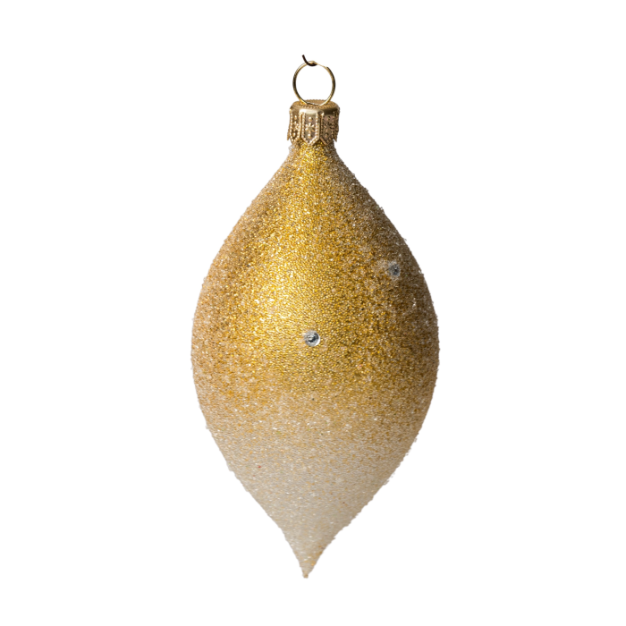 Sklenené vianočné ozdoby bielo-zlatá sada - Olivy, 4 ks