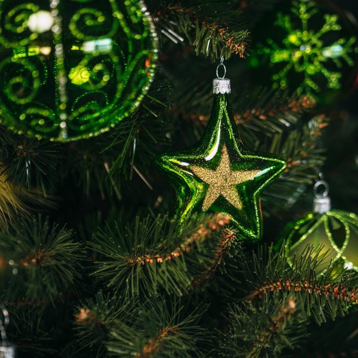 Sklenené vianočné ozdoby základné Mech - Mechový hrot malý číry, 1 ks