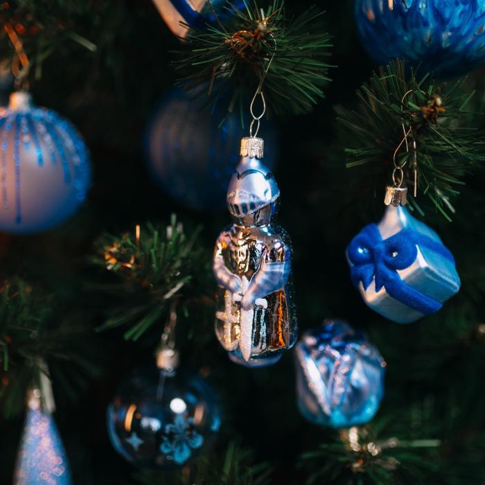 Sklenené vianočné ozdoby basic Modrá - Modrá špica matná s kamienkom, 1 ks