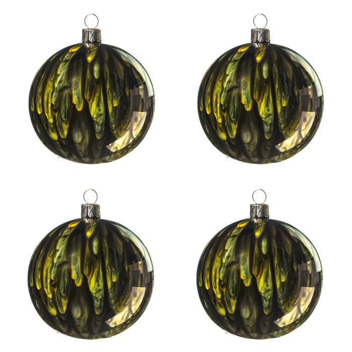Sklenené vianočné ozdoby Kahuri - Lime L, 4 ks