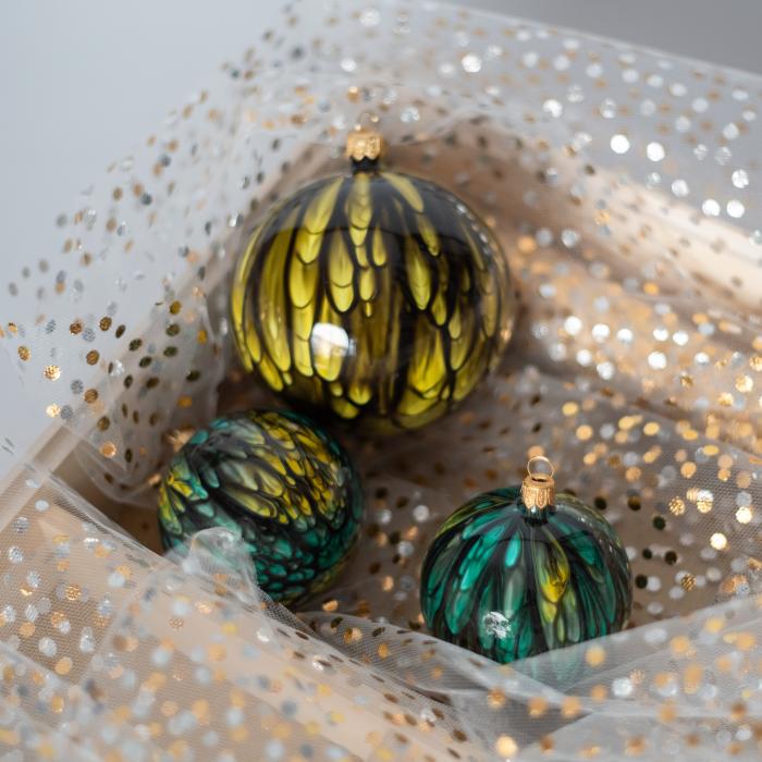 Sklenené vianočné ozdoby Kahuri - Lime L, 4 ks