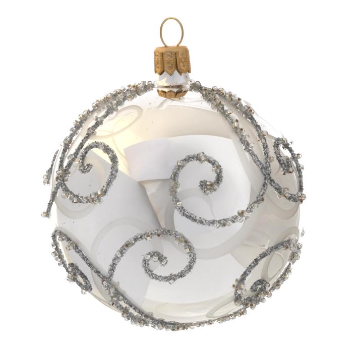 Sklenené vianočné ozdoby biele a strieborné - Matné a lesklé gule, 6 ks