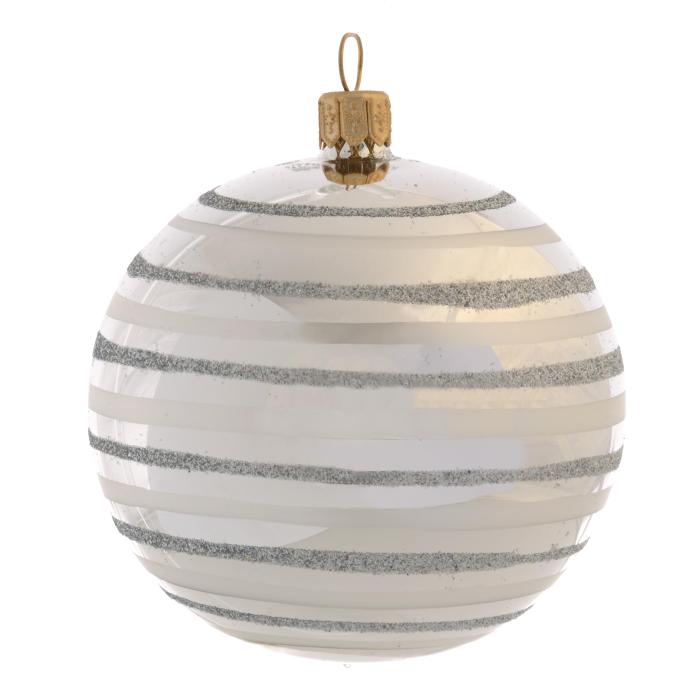 Sklenené vianočné ozdoby biele a strieborné - Matné a lesklé gule, 6 ks