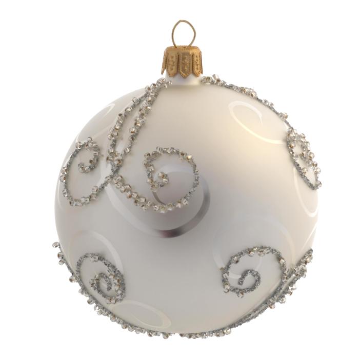 Sklenené vianočné ozdoby biele a strieborné - Matné a lesklé gule, 6 ks