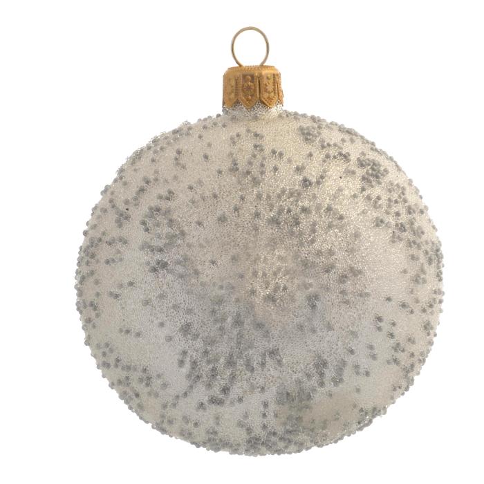 Sklenené vianočné ozdoby bielo strieborná sada - Guľa s balónom, 6 ks