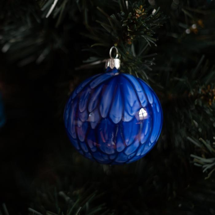 Sklenené vianočné ozdoby Kahuri - Ultramarín L, 4 ks