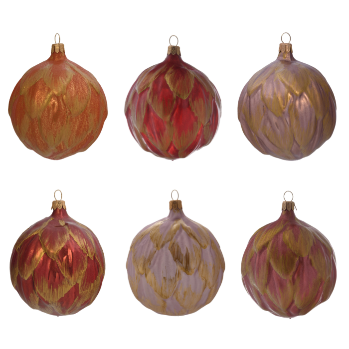 Sada vianočných dekorácií secesné artičoky so zlatom, 6 ks