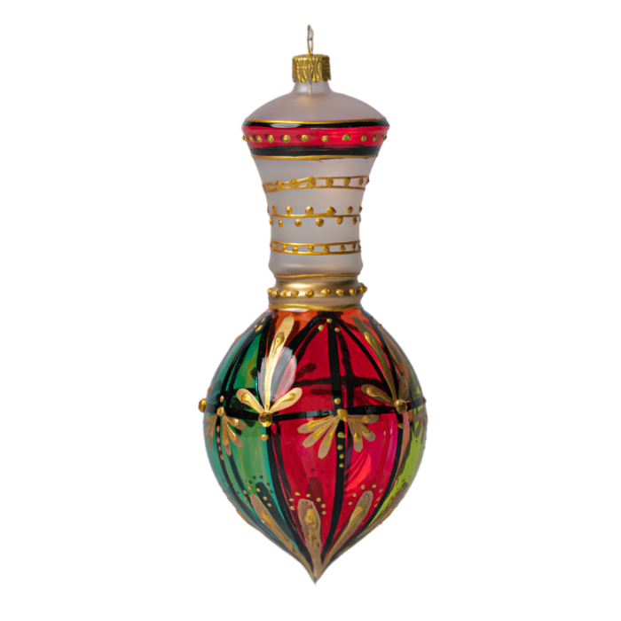 Vianočná dekorácia Secession - Amfora číra s vitrážou, 1 ks