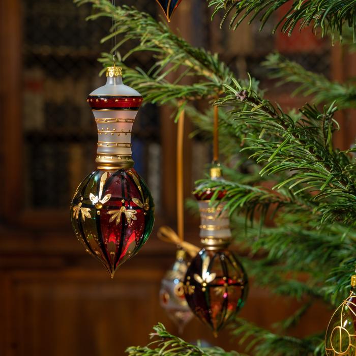 Vianočná dekorácia Secession - Amfora číra s vitrážou, 1 ks