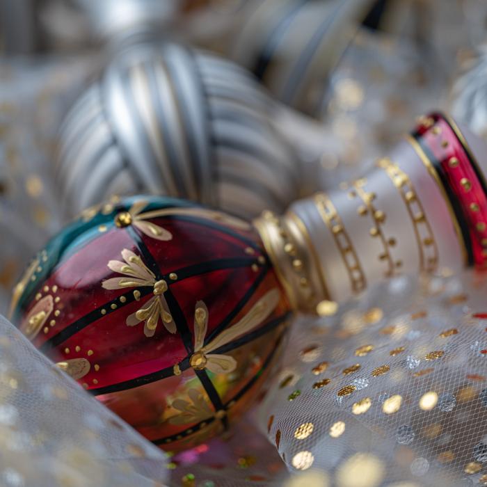 Vianočná dekorácia Secession - Amfora číra s vitrážou, 1 ks