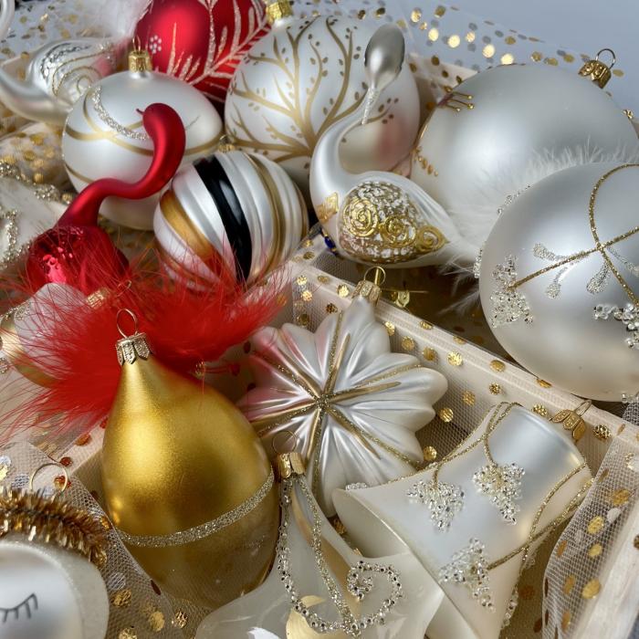 TREE - Ozdoby na celý vianočný stromček (cca 175 cm) - Elegancia bieleho zlata