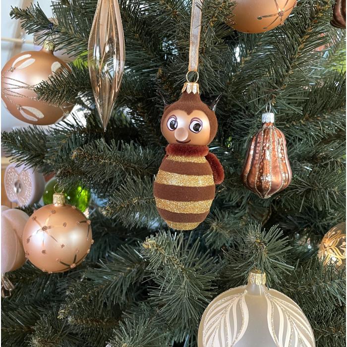 Sklenená fúkaná ozdoba Čmeliak, 1 kus