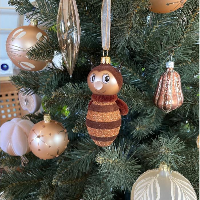 Sklenená fúkaná ozdoba Čmeliak a Brumda, 2 ks