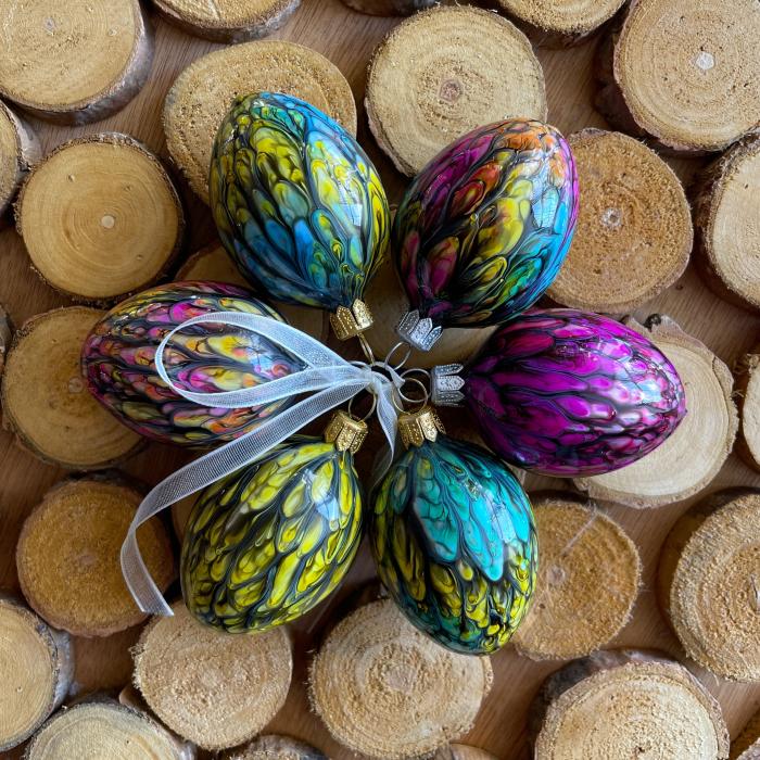 Sklenené ozdoby - jarná sada vajec Kahuri Thunder, 6 ks