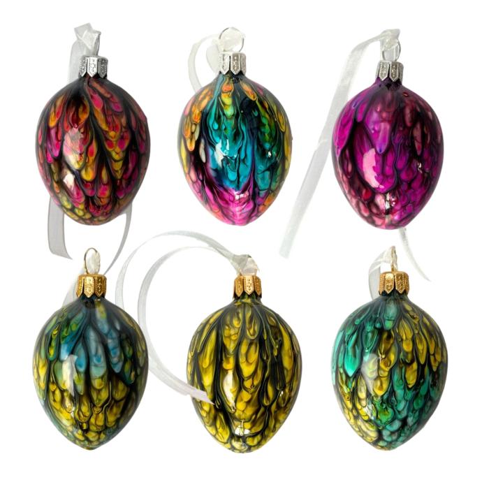 Sklenené ozdoby - jarná sada vajec Kahuri Thunder, 6 ks