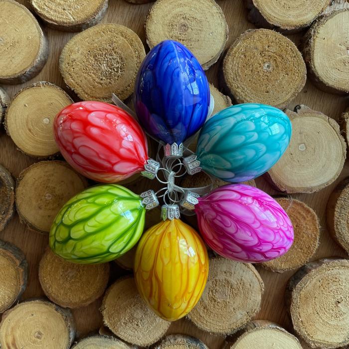 Sklenené ozdoby - jarná sada vajíčok Kahuri, 6 ks