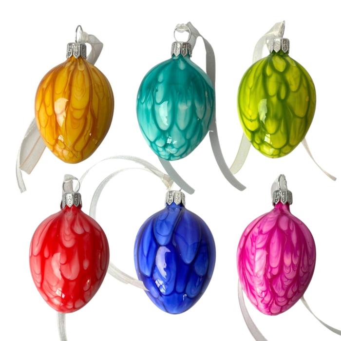 Sklenené ozdoby - jarná sada vajíčok Kahuri, 6 ks