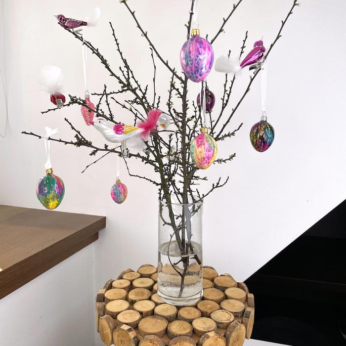 Sklenené ozdoby - jarná sada vajíčok Kahuri rainbow, 6 ks