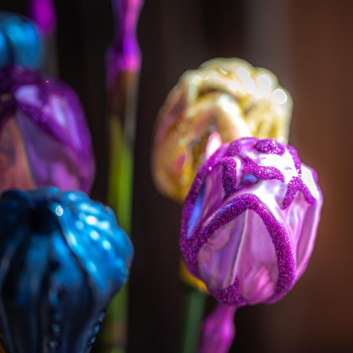 Sklenená kytica ruží, 14 ks