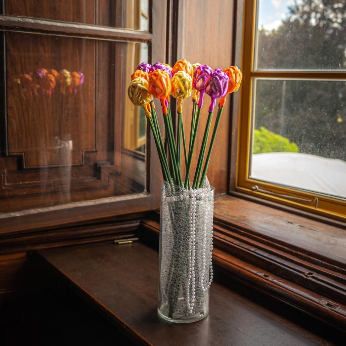 Sklenená kytica ruží, 14 ks