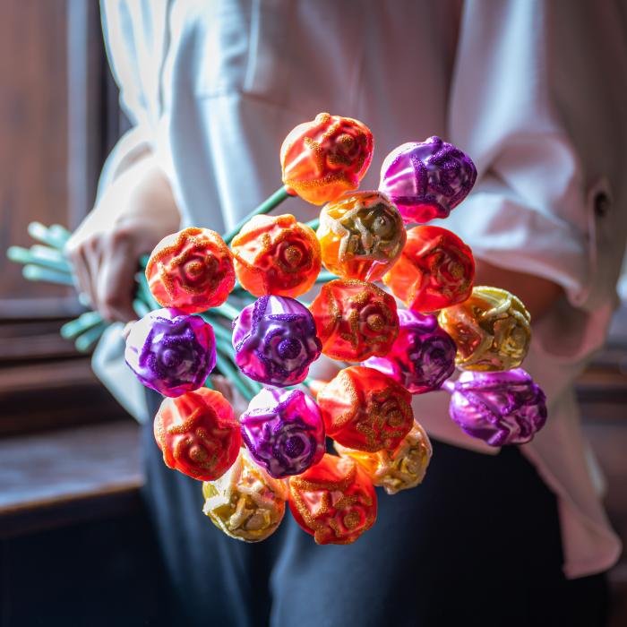 Sklenená kytica ruží, 14 ks