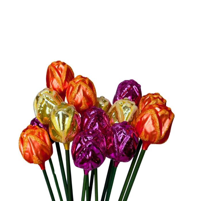 Sklenená kytica ruží, 14 ks