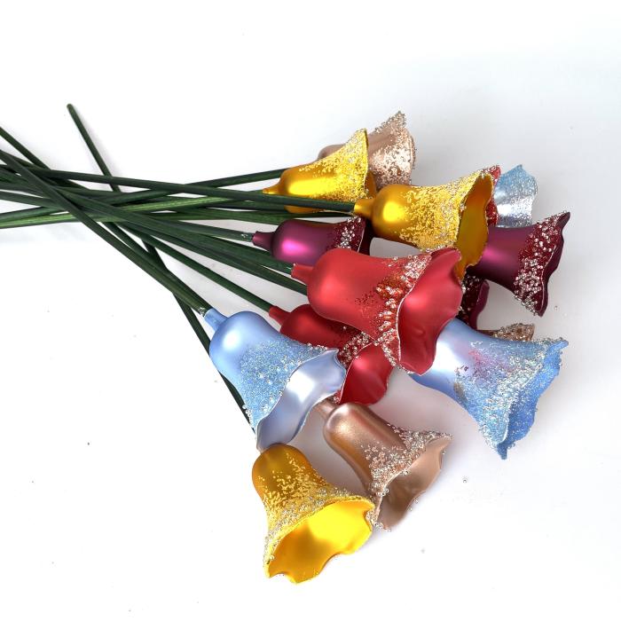 Sklenená kytica tulipánov, 15 ks