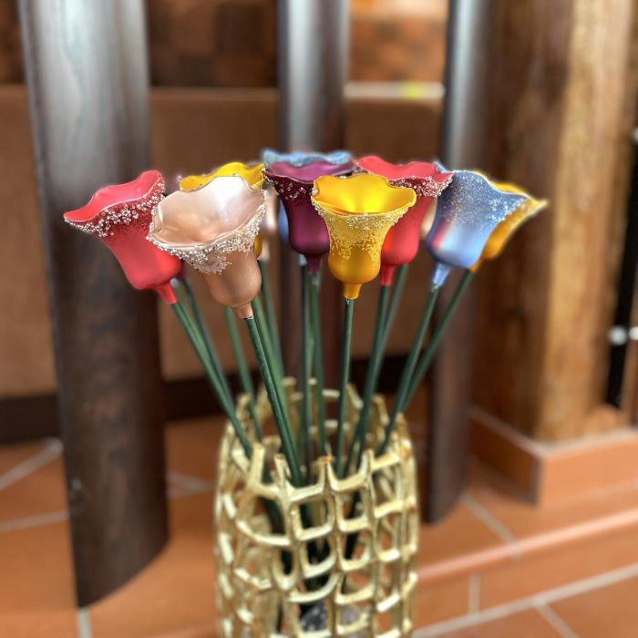 Sklenená kytica tulipánov, 15 ks