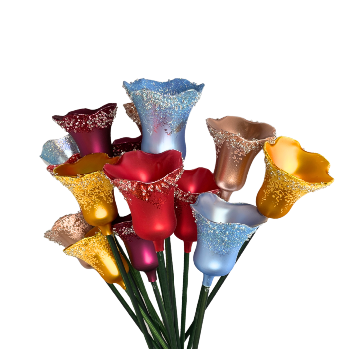 Sklenená kytica tulipánov, 15 ks