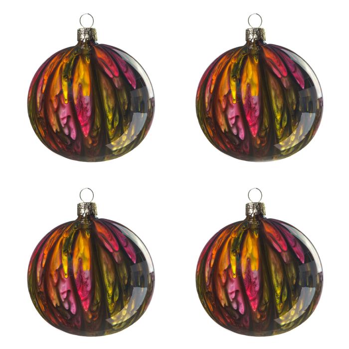 Sklenené vianočné ozdoby Kahuri - Fire L, 4 ks