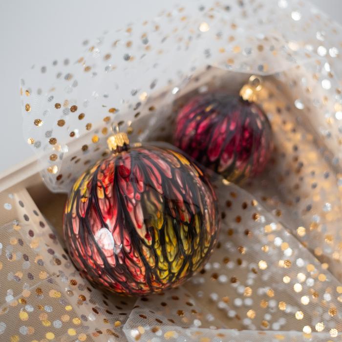 Sklenené vianočné ozdoby Kahuri - Fire L, 4 ks