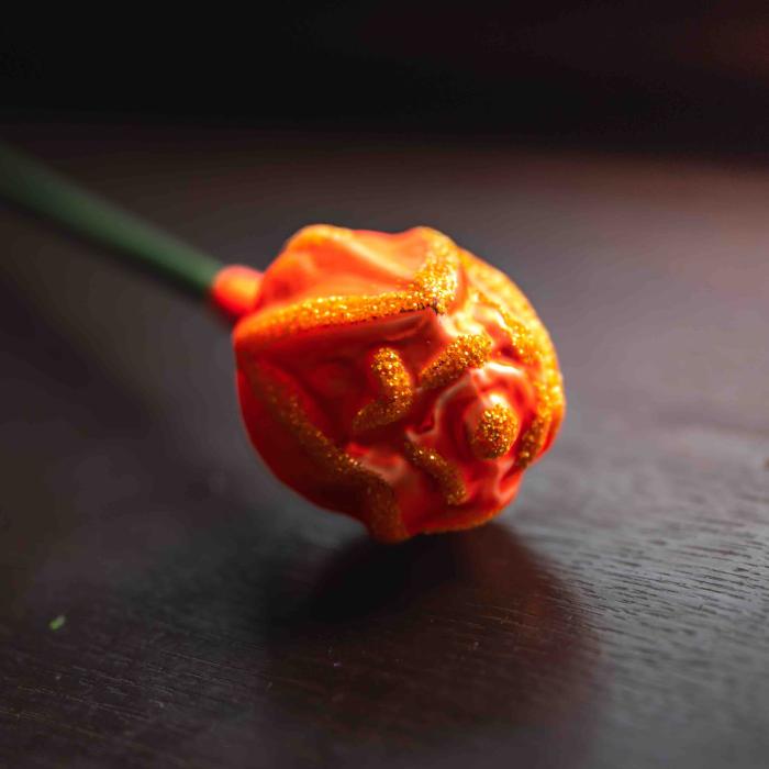 Sklenená fúkaná ozdoba kvet ruže matná ružová, 1 ks