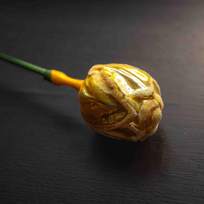 Sklenený fúkaný ornament ružový kvet, 1 ks