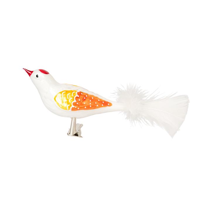 Sklenená ozdoba farebný vták 06, 1 kus