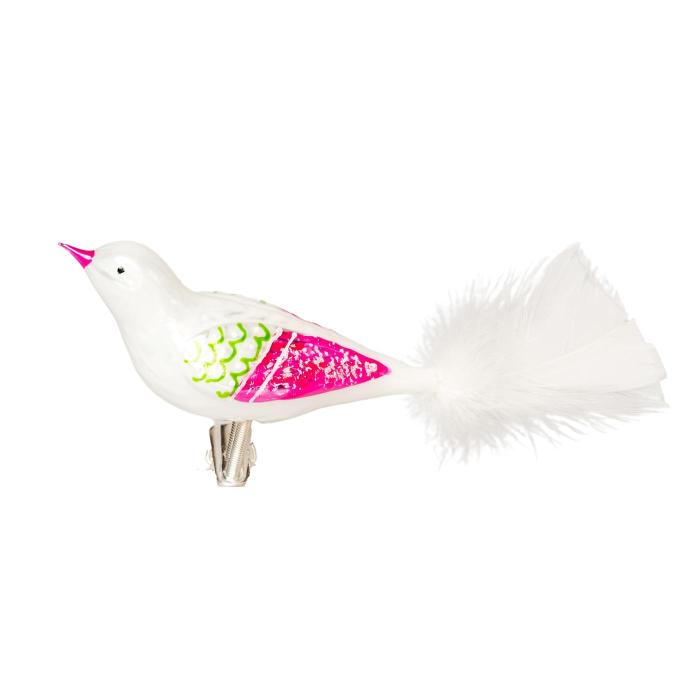 Sklenená ozdoba farebný vták 14, 1 kus