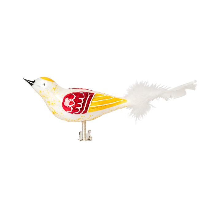 Sklenená ozdoba farebný vták 02, 1 kus