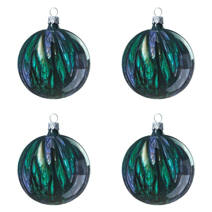 Sklenené vianočné ozdoby Kahuri - Emerald S, 4 ks