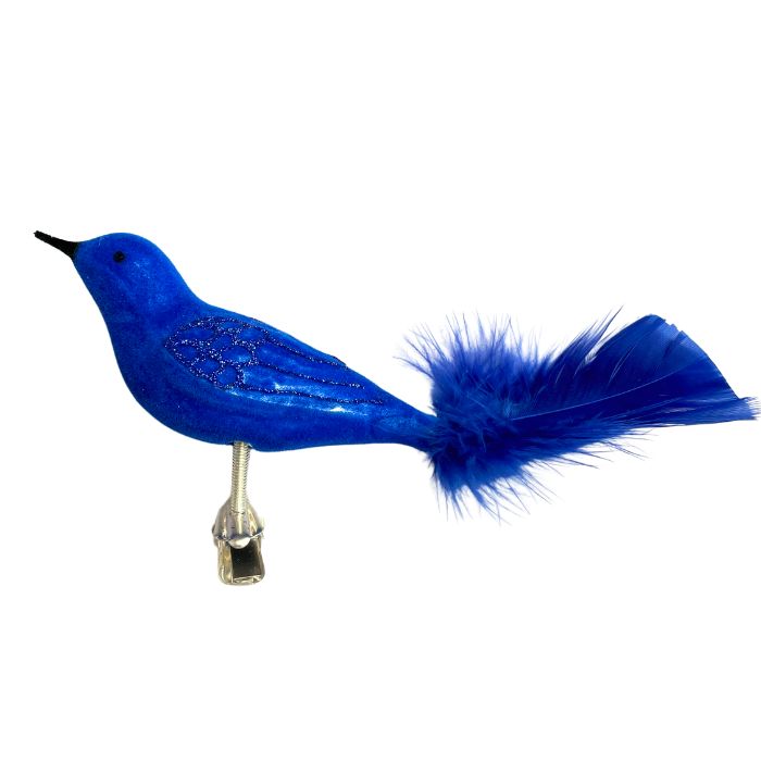 Sklenená ozdoba Suede bird blue, 1 kus