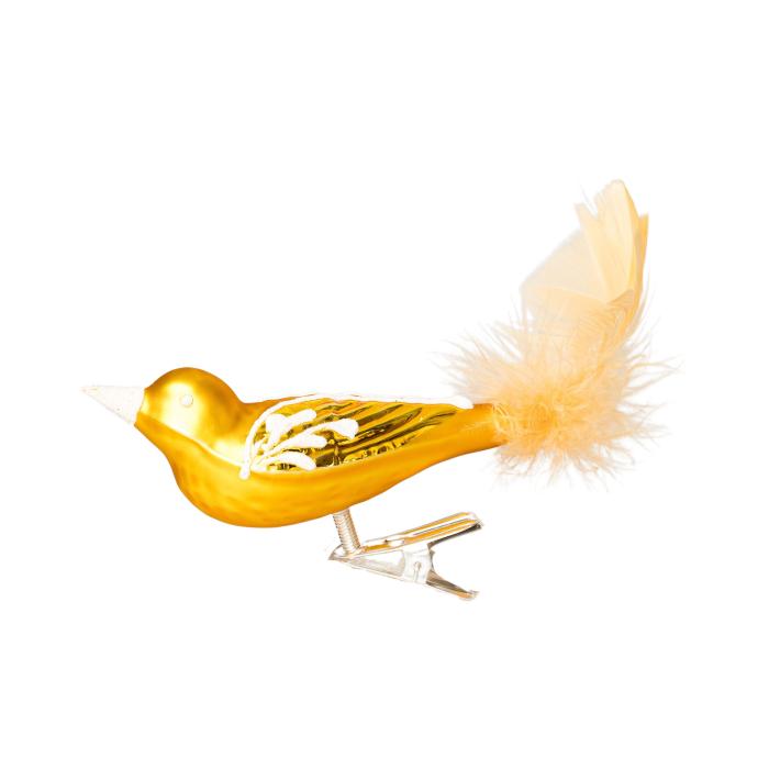 Sklenená ozdoba veľkonočný vták, žltá, 1 ks