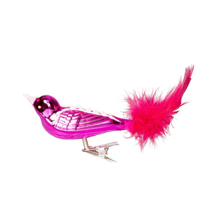 Sklenená ozdoba Veľkonočný vták línia ružová, 1 ks