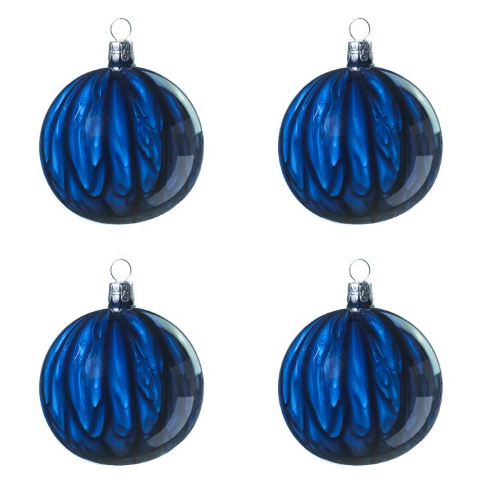 Sklenené vianočné ozdoby Kahuri - Ultramarín S, 4 ks